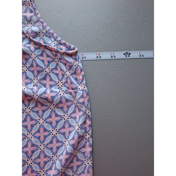 Talbots Womens Tank Top L Pink Purple Sleeveless Geometric Print Preppy - Picture 6 of 7